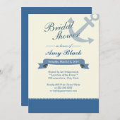 Nautical Blue Anchor Bridal Shower Invitations Kaart (Voorkant / Achterkant)