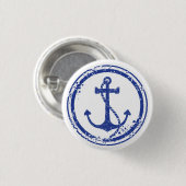 Nautical  Blue Anchor Button - 1,5-inch ronde (Voorkant /achterkant)