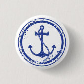 Nautical  Blue Anchor Button - 1,5-inch ronde (Voorkant)