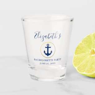 Nautical Blue Anchor Gold Ring Bachelorette Party Shot Glas