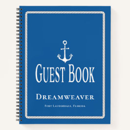 Nautical Blue Anchor Guest Book Boat Name Notitieboek