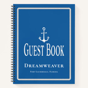 Nautical Blue Anchor Guest Book Boat Name Notitieboek