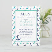 Nautical Blue Anchor Invitation (Staand voorkant)