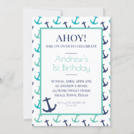 Nautical Blue Anchor Invitation