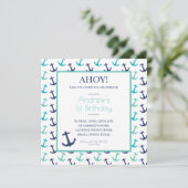 Nautical Blue Anchor Invitation (Staand voorkant)