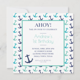 Nautical Blue Anchor Invitation