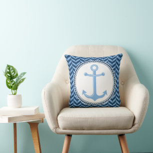 Nautical Blue Anchor kust Kussen
