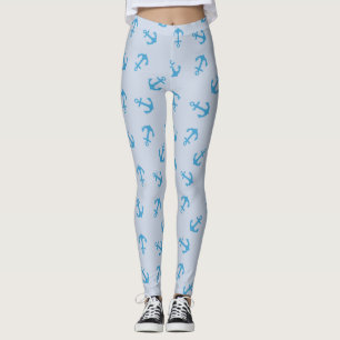 Nautical Blue Anchor Marine Leggings