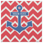 Nautical Blue Anchor Monogram met Chevron Stof (Close Up)