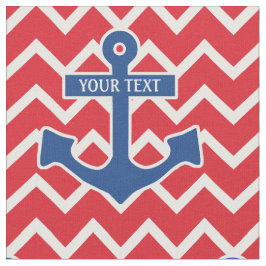 Nautical Blue Anchor Monogram met Chevron Stof
