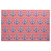Nautical Blue Anchor Monogram met Chevron Stof (Fat Quarter)