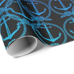 Nautical Blue Anchor Motif Cadeaupapier