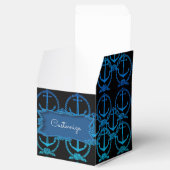Nautical Blue Anchor Motif Cube Favor Box Bedankdoosjes (Geopend)