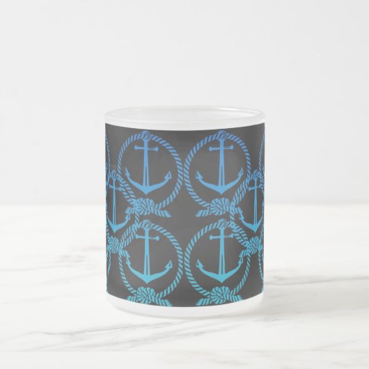 Nautical Blue Anchor Motif Frosty Mok (Center)