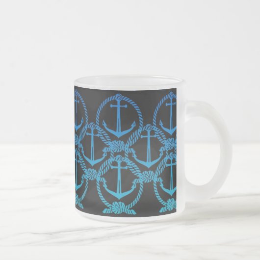 Nautical Blue Anchor Motif Frosty Mok (Rechts)