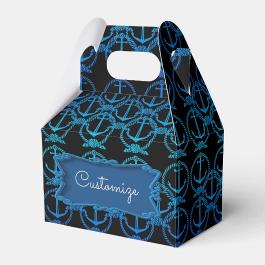 Nautical Blue Anchor Motif Gable Favor Box Bedankdoosjes (Voorkant Zijde)