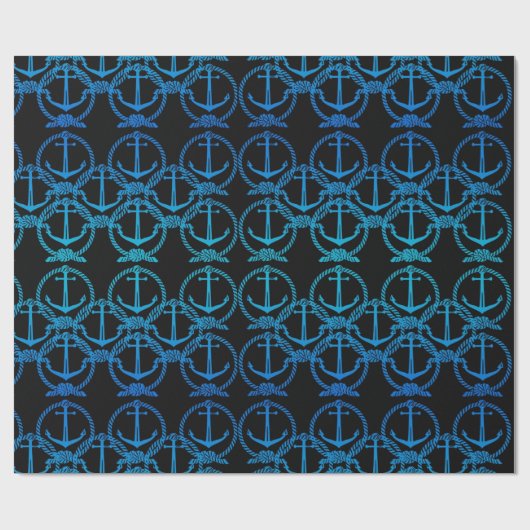 Nautical Blue Anchor Motif Wrapping Paper Cadeaupapier (Vlak)