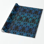 Nautical Blue Anchor Motif Wrapping Paper Cadeaupapier (Uitgerold)
