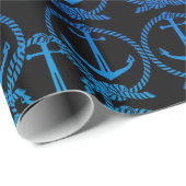 Nautical Blue Anchor Motif Wrapping Paper Cadeaupapier (Rol Hoek)