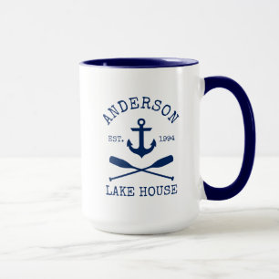 Nautical Blue Anchor Oars Name Lake House Mok