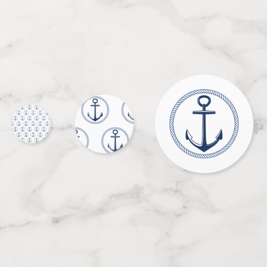 Nautical Blue Anchor Party Confetti (Achterkanten)