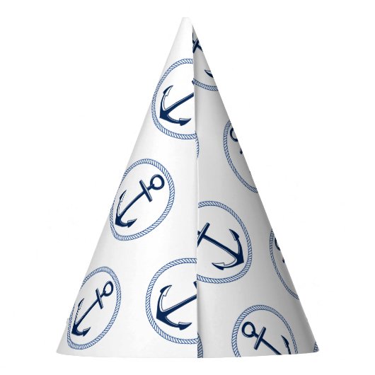 Nautical Blue Anchor Party Pet Feesthoedjes (Achterkant)