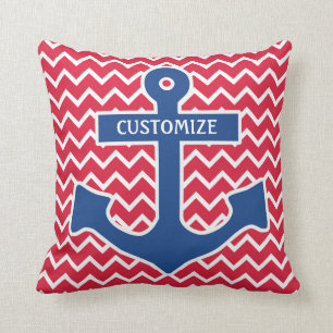 Nautical Blue Anchor Pillow Kussen