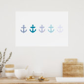 Nautical Blue Anchor poster - wit (Keuken)