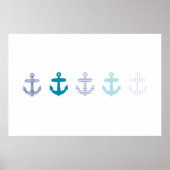 Nautical Blue Anchor poster - wit (Voorkant)