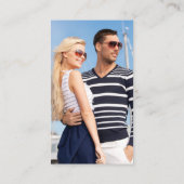 Nautical Blue Anchor QR RSVP foto van bruiloft Informatiekaartje (Achterkant)