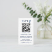 Nautical Blue Anchor QR RSVP Informatiekaartje (Staand voorkant)