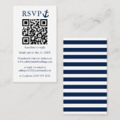 Nautical Blue Anchor QR RSVP Striped Informatiekaartje (Voorkant / Achterkant)
