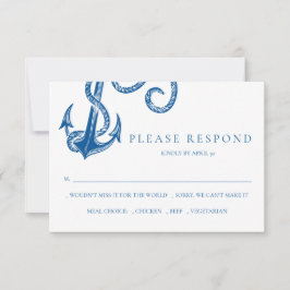 Nautical Blue Anchor-reactiekaart Notitiekaartje