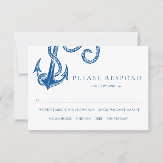 Nautical Blue Anchor-reactiekaart Notitiekaartje (Voorkant)