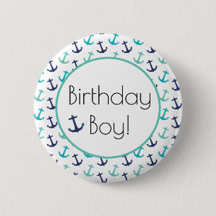 Nautical Blue Anchor Ronde Button 5,7 Cm