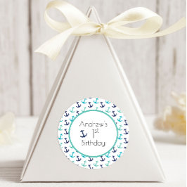 Nautical Blue Anchor Ronde Sticker