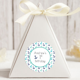 Nautical Blue Anchor Ronde Sticker