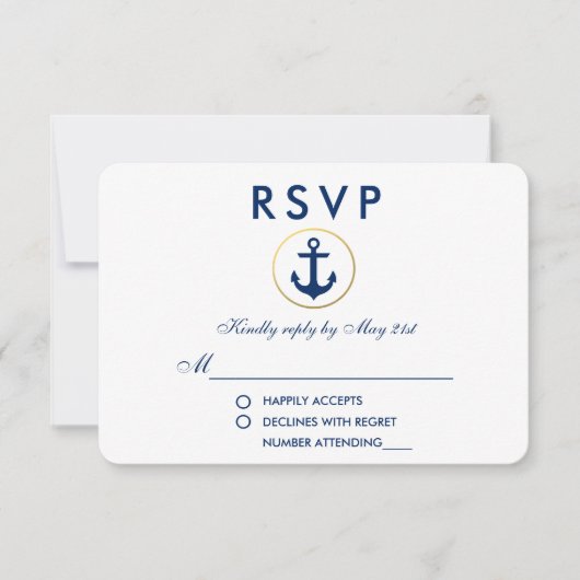 Nautical Blue Anchor RSVP (Voorkant)