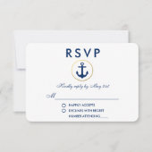 Nautical Blue Anchor RSVP Kaartje (Voorkant)
