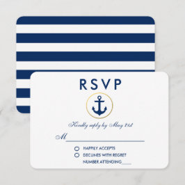 Nautical Blue Anchor RSVP Kaartje