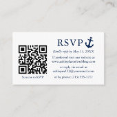 Nautical Blue Anchor RSVP QR Striped Informatiekaartje (Voorkant)