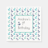 Nautical Blue Anchor Servet (Voorkant)