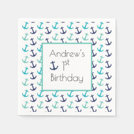 Nautical Blue Anchor Servet