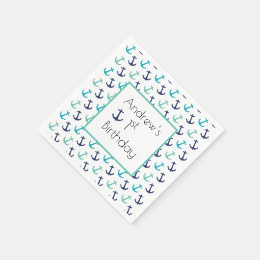 Nautical Blue Anchor Servet (Hoek)
