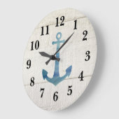 Nautical Blue Anchor Shiplap Rustic Decor Large Cl Grote Klok (Hoek)
