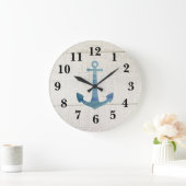 Nautical Blue Anchor Shiplap Rustic Decor Large Cl Grote Klok (Huis)