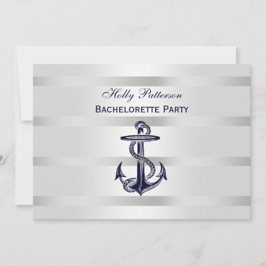 Nautical Blue Anchor Silver Wt BG H Bachelorette Kaart (Voorkant)