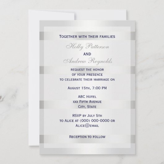 Nautical Blue Anchor Silver Wt BG V Wedding Kaart (Achterkant)