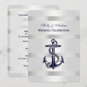 Nautical Blue Anchor Silver Wt BG V Wedding Kaart (Voorkant / Achterkant)