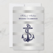 Nautical Blue Anchor Silver Wt BG V Wedding Kaart (Voorkant)